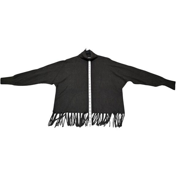 Carmen Marc Valvo Womens XL Fringe Hem Turtleneck Sweater In Dark Olive Green Vi - Picture 6 of 7